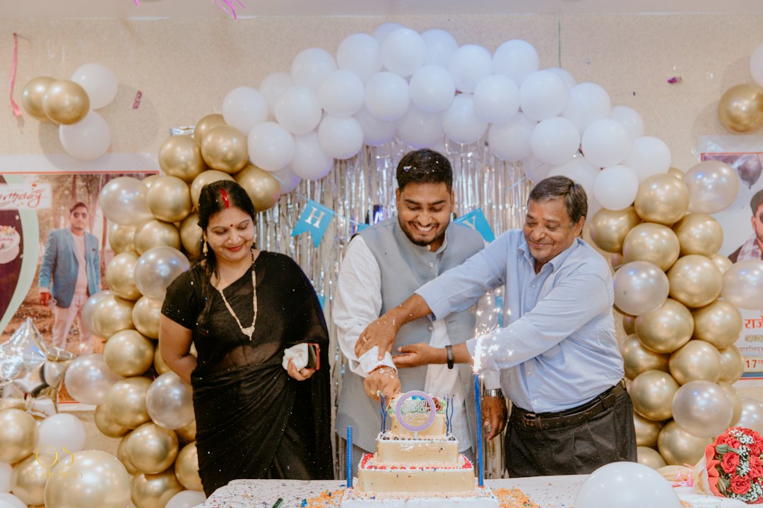 Friends sharing a birthday celebration